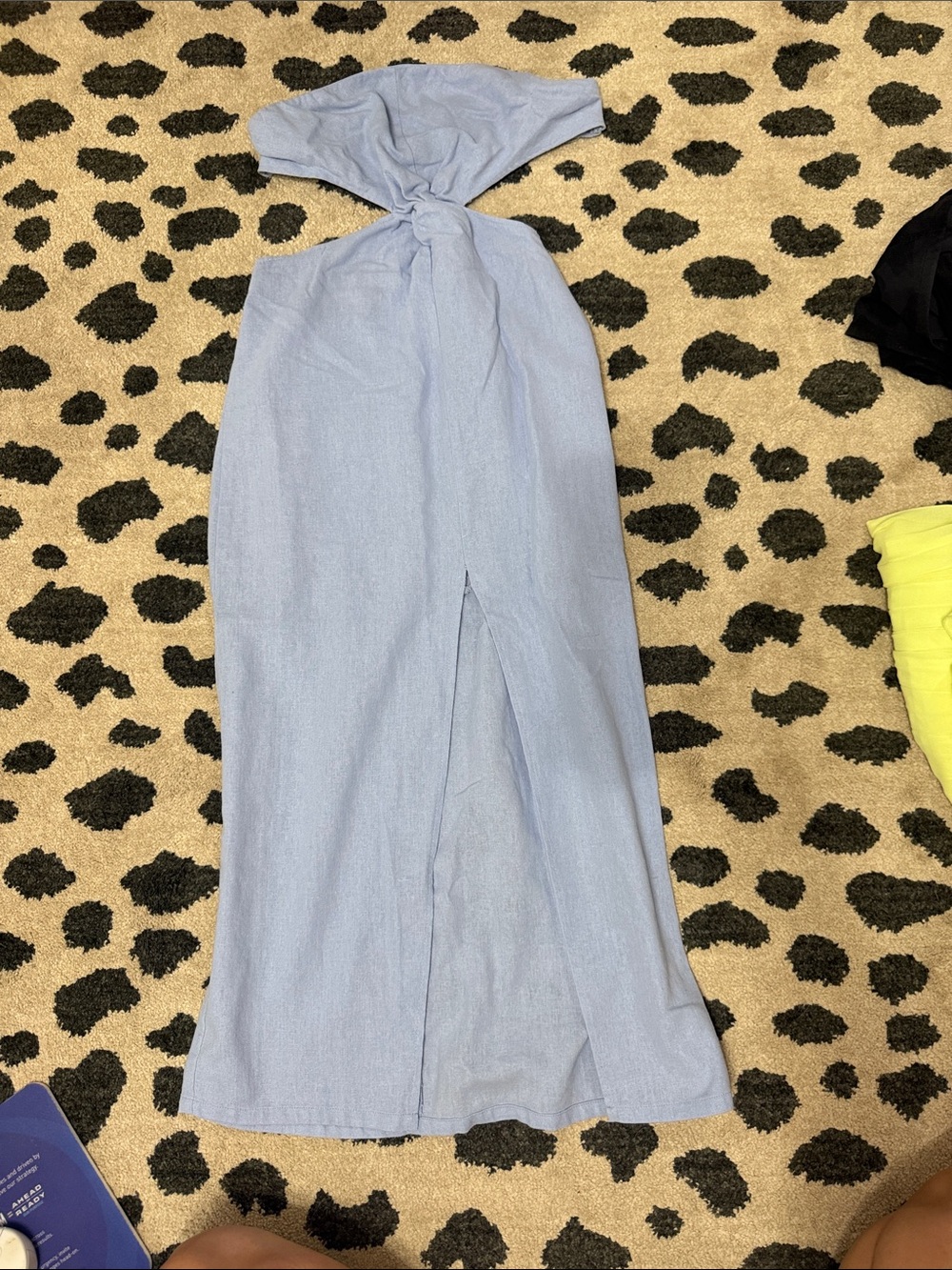 Light Blue Strapless Knot Front Maxi Dress